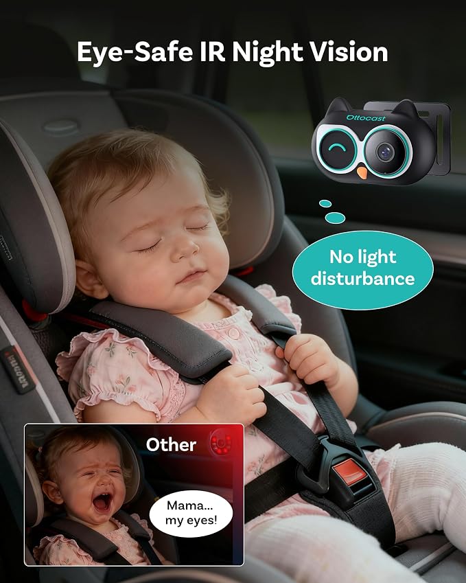 OTTOCAST Baby Car Camera 2026,Wireless CarPlay Adapter (No Android Support) | Display the Baby View on the Original Car Screen,Split Screen for Navigation & Baby Monitor,Wired CarPlay to Wireless