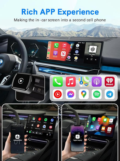 Wireless CarPlay Adapter for Apple iPhone， Mini car Play Android Auto Adapter，Converts Wired to Wireless CarPlay ， Multi-User Plug & Play Dongle No Latency，for iOS 10+&Android 11 (Black)