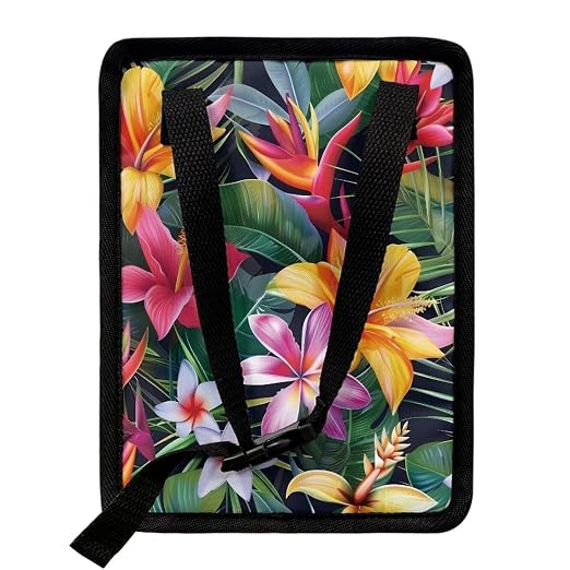 Talayituse Tropical Hiiscus Plumeria Print Car Trash Can with Lid, Leak Proof Auto Trash Bag Hanging Vehicle Garbage Can Multipurpose Storage Container for Back Seat Road Trip