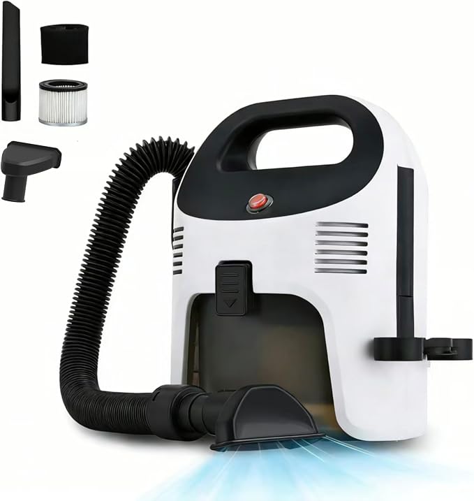 Portable Wet/Dry Vacuum, 2-Gallon, Small Shop Vacuum，Corded, Compact Wet/Dry Vacuum for Pets & Cars，Black-White Elf