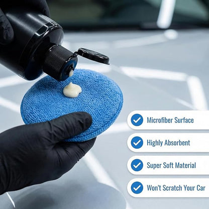 Wax Applicator Pad (15 Pack)，5 Inch Microfiber Wax Applicator Pads，Washable Reusable Car Wax Applicator Buffing Pads for Car Cleaning, Polishing and Detailing（10 Blue and 5 Gray）