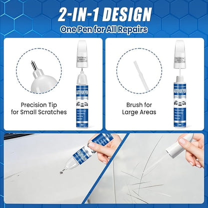 Star White Metallic Tri-Coat (AZ) Touch Up Paint for Cars, Compatible with Ford F-150/Explorer/Edge, 2-in-1 Car Scratch Repair Pen, Color Accurate, Quick Dry, Long-Lasting