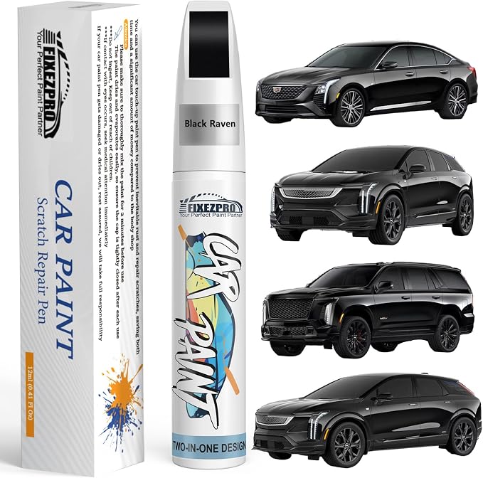 Black Raven(GBA/WA8555) Touch Up Paint for Cadillac, Exact Color Match Car Paint Scratch Repair Remover Pen Kit Fix Vehicle Chips and Automotive Nicks Scuff