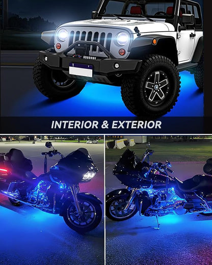 Keiurot 12V Led Light Strip 32CM Waterproof Light Strips for Cars Motorcycles Golf Cart Interior & Exterior Marine Boat Blue Led Strip 12V 5050 18SMD,Pack of 4