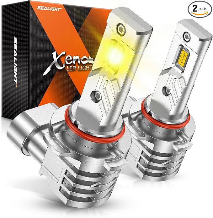 SEALIGHT H10 LED Fog Light Bulbs, 16000LM 3500K Amber Yellow Light 1000% Brightness, H10 9140 9145 Fog Lights LED Yellow, Strong Penetration, Plug and Play