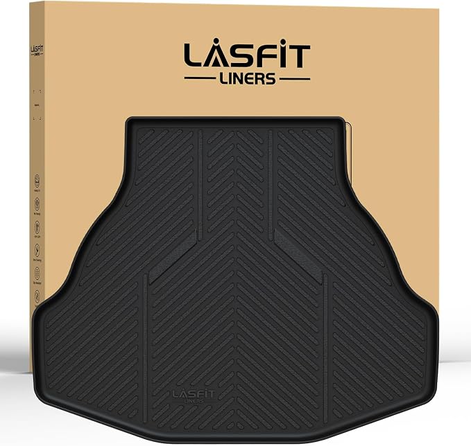 LASFIT Trunk Mat for Honda Accord 2017 2016 2015 2014 2013 Sedan Only, All Weather Custom Fit TPE Cargo Mat Trunk Tray Cargo Tray, Black (Not for Coupe & Hybrid)