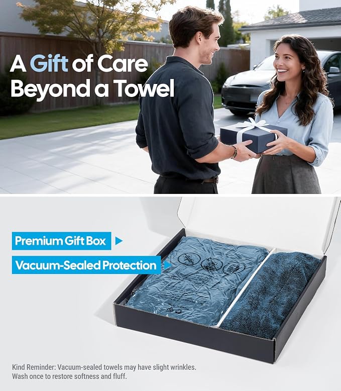 Wigoo Premium Microfiber Car Drying Towel 1300GSM, 2-Size Set[36"×24"+16"×16" Ultra-Absorbent, No Streaks & Scratches] Dual-Sided Edgeless Wash Towels with Twisted Loop, for Cars Detailing, SUV, Truck