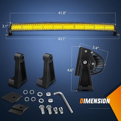 Nilight 42 Inch LED Light Bar 320 LED Chips Yellow Beam Curved Triple Row Fog Light Spot Flood Combo High Power LED Driving Lights Off Road Lights for Trucks SUV UTV ATV Truck Van 4x4 Boat