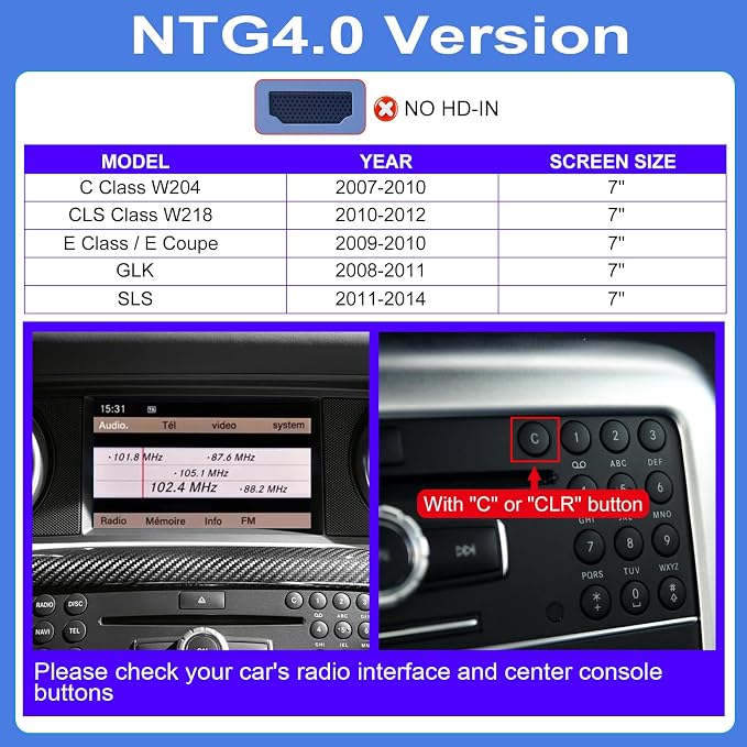 Gen3 NTG4.0 Wireless Carplay Android Auto Adapter for Mercedes Benz C E CL CLS S SL Class W204 W211 W219 C216 R230 W221 Support YouTube, Mirrorlink, Reverse Camera (NO HDMI)