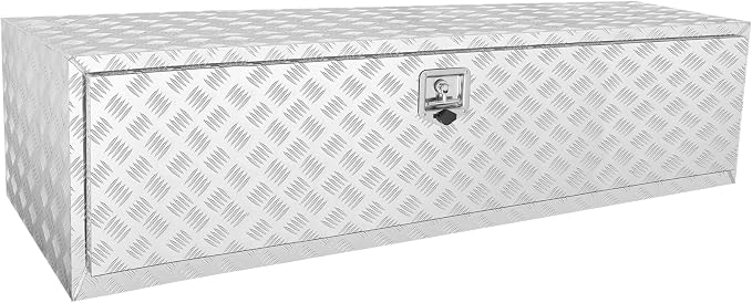 VEVOR Underbody Truck Box, 60"×24"×24" Pickup Storage Box, Heavy Duty Aluminum Diamond Plate Tool Box with Lock and Keys, Waterproof Trailer Storage Box with T-Handle Latch for Truck, Van, Trailer