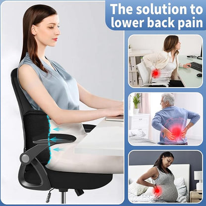 Lumbar Support Pillow for Office Chairs, Bite-Size Natural Latex Foam Back Support Pillow for Lower Back Pain Relief, Soft & Support Corduroy Desk Chair Cushion, M, Black