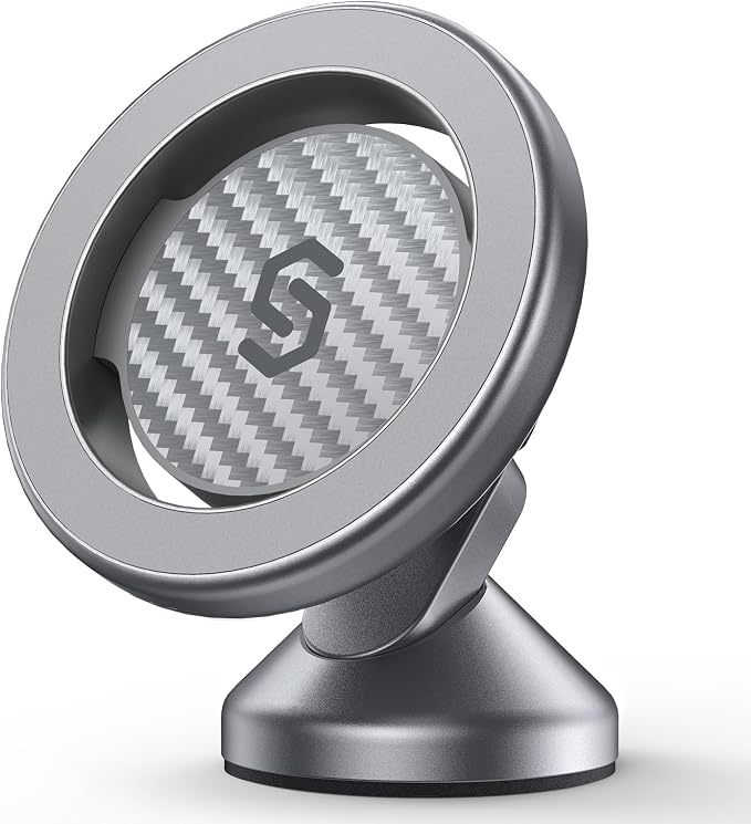 SYNCWIRE for MagSafe Car Mount - Magnetic Phone Holder for Car Dash,360° Rotation Strong Magnets Car Phone Holder Compatible iPhone 17 16 15 14 13, MagSafe Car Accessories, Titanium Silver