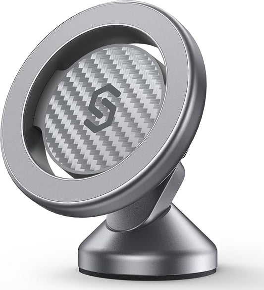 SYNCWIRE for MagSafe Car Mount - Magnetic Phone Holder for Car Dash,360° Rotation Strong Magnets Car Phone Holder Compatible iPhone 17 16 15 14 13, MagSafe Car Accessories, Titanium Silver