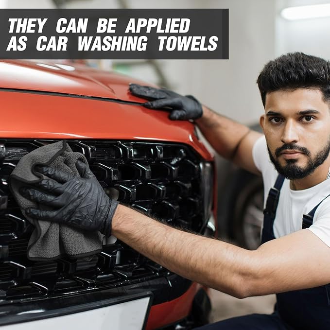 Tallew 40 Pcs Gray Microfiber Towels: 16"x16" Microfiber Drying Towels Bulk Micro Fiber Car Cleaning Cloth for Cars Drying Washing Polishing Cleaning Household Supplies