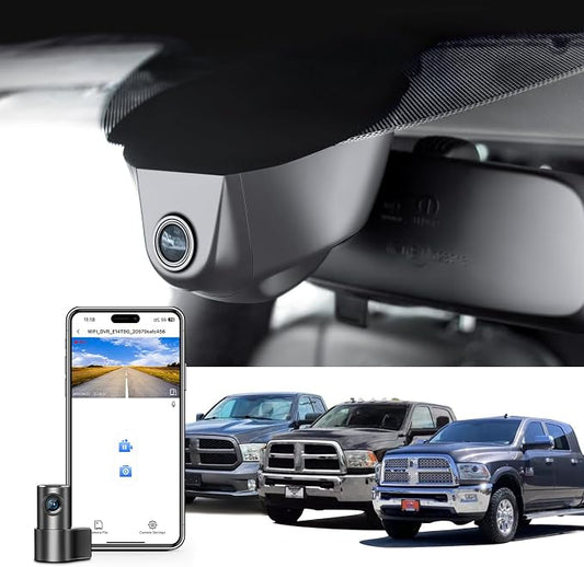 Mangoal Front 4K & Rear 1080P Dash Cam Custom for 4th Gen Dodge RAM 1500/2500/3500 2013 2014 2015 2016 2017 2018 (Model A),Check Model Carefully,UHD 2160P,WiFi & App,128GB Card