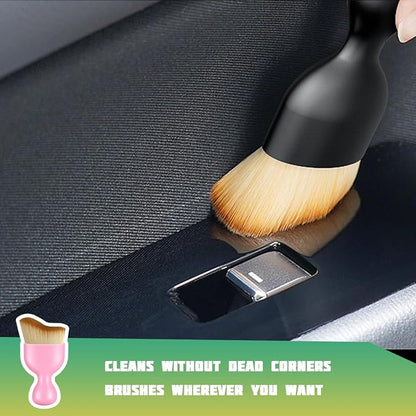Car Interior Detailing Brush, Curved Soft Bristles Vehicle Removal Dust Collectors, Scratch-Free Automotive Cleaning Tool Accessories, Universal for Truck SUV Sedan (Pink)