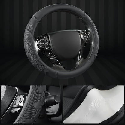 GIANT PANDA Microfiber Leather Steering Wheel Cover for Honda Accord,Civic,CR-V,HR-V,Pilot(Black-Standard Size)