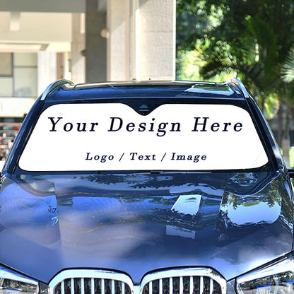 Custom Car Windshield Sunshade,Add Your Image/Text Personalized Car Sun Visor Window Sunshades,Blocks Sun Visor Protector Foldable Sun Shield Keep Your Vehicle Cool,57" x 31.5 "Inches