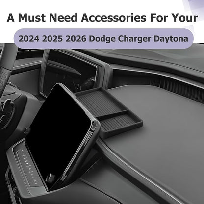 LUWU for 2025 Charger Dashboard Storage Tray 2024 2025 2026 Charger Daytona R/T Scat Pack 12.3-inch Behind Screen Organizer Center Console Display Box Dash Tray Charger 2026 (Only for 12.3" Screen)