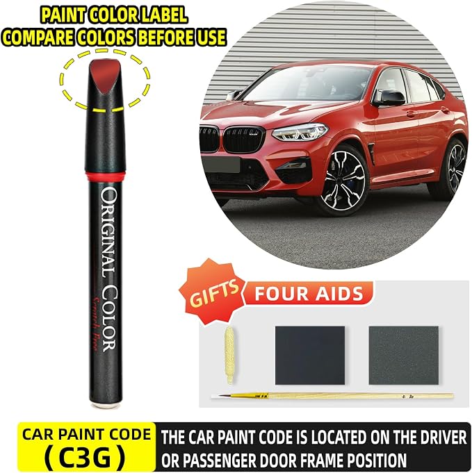Carhoo C3G Toronto Red Touch Up Paint Suitable For BMW, Genuine Custom Color Absoulutely Without Color Differences (16ml)
