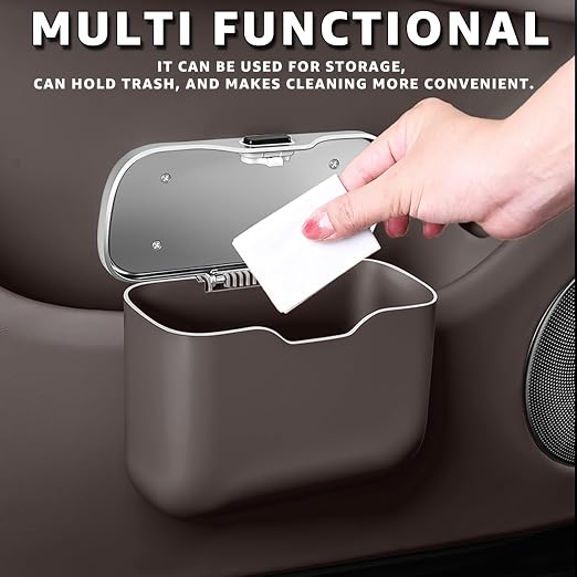 HOLDCY Car Trash Can, Waterproof Multi‑Functional Auto Trash Bin for Door/Console/Seat Back, Universal Vehicle Garbage Can for Car/Truck/SUV Drivers (Brown)