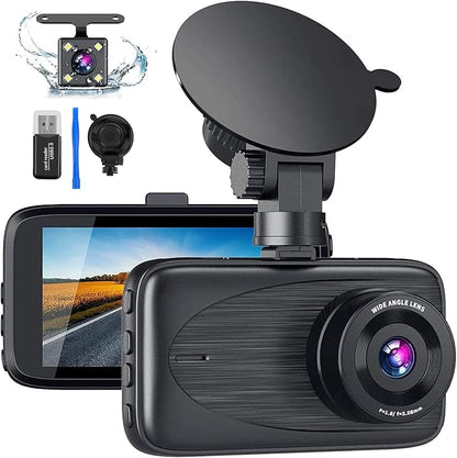 Dash Cam Front and Rear, Biuone 1080P FHD Dash Camera for Cars, 3" IPS Display Full HD170° Wide Angle Car Dash Cam with Night Vision, G-Sensor, Loop Recording, Parking Monitor, Motion Detection,WDR