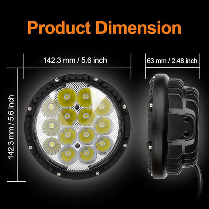LIGBT 2PCS 5.6 Inch LED Driving Light Round 55W 5 Modes Dual Color Warning Offroad Driving Spot Lights IP68 Spot Flood Combo Fog Lights with Yellow Cover for Pickup SUV UTV ATV Trucks 4x4