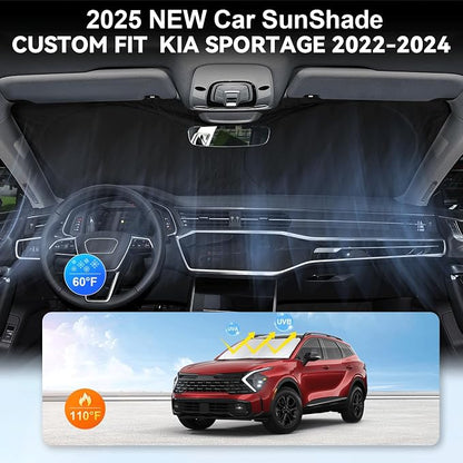 Custom Fit Sportage NQ5 Windshield Sunshade for 2022-2023 2024 2025 KIA Sportage Front Window Shades Cover for Windshield Sun Visor Protector Reflector Block Heat and Sun Protection Cooler Accessories