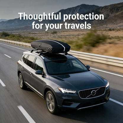 Roof Box Cover, Dimensions 93x37x18 inches, Made from Waterproof and UV-Resistant 420D Oxford Fabric. Suitable for Year-Round Outdoor use, Compatible with Thule, Yakima, and Perflex Brands.