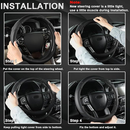 GIANT PANDA Steering Wheel Cover for Ford F150 F250 F350 Expedition - Solid Black
