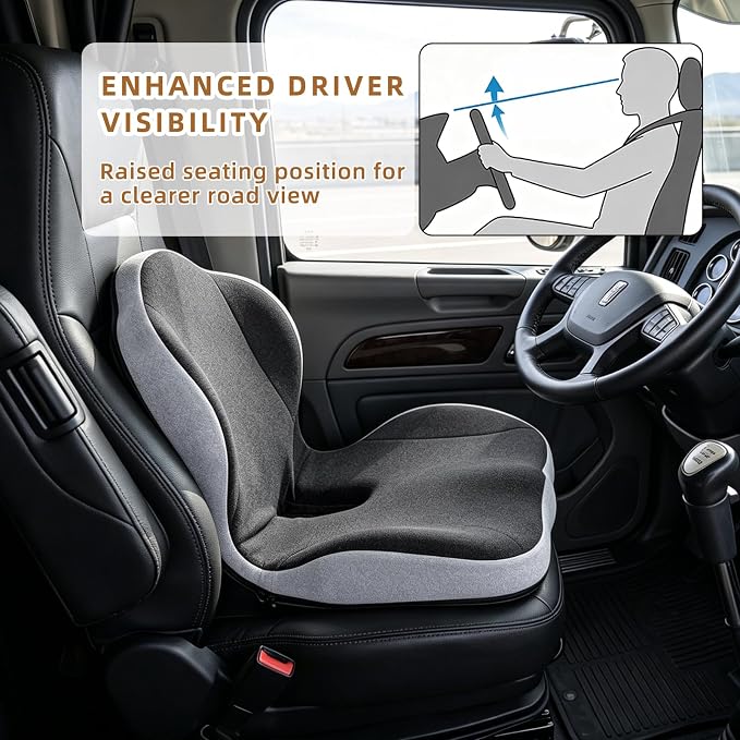 Car Seat Cushions for Driving, Dual-Layer Memory Foam Seat Cushion with Lumbar Support, Ergonomic Truck Seat Cushion & Office Chair Cushion for Wheelchair, Gaming Chair & Sofa