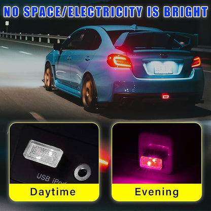 Augeny 4 PCS USB LED Car Interior Atmosphere Lamp, Plug-in USB Decor Night Light, Portable Auto Ambient Lighting Kit, Universal Vehicle Interior Accessories for Most Cars (Purple)