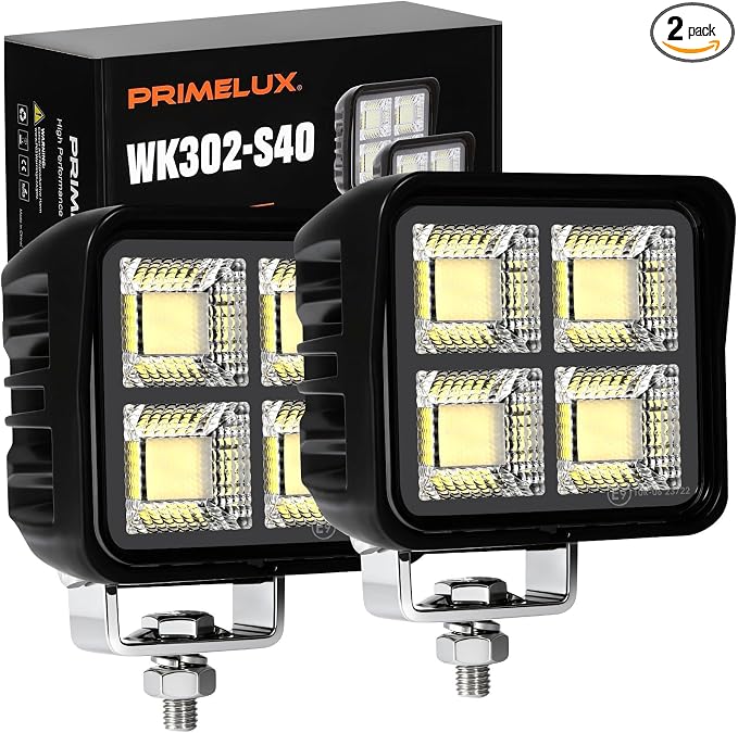 4Inch 200W 15000LM LED Tractor Lights, IP68 Waterproof Shockproof 12/24V LED Work Lights for Truck, 150° Flood Beam Off Road Light Bar for UTV ATV SXS and Heavy-Duty Equipment, 2PCS (4 INCH)