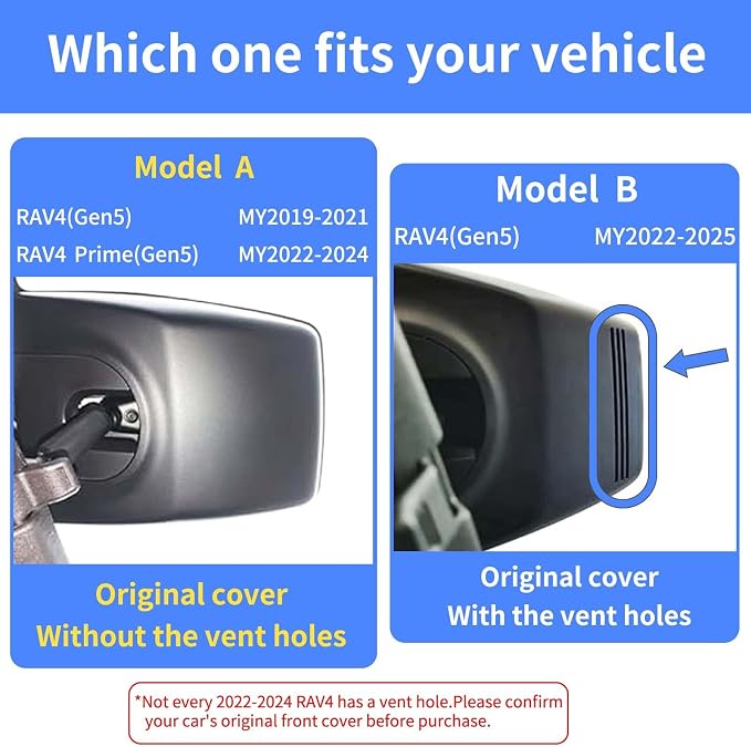 Front 4K & Rear 1080P Dash Cam for Toyota RAV4 2019-2021 LE Limited Premium XLE TRD Hybrid & RAV4 Prime 2021-2024 (Model A)(No Vent Hole),OEM-Style,Loop Recording,WiFi & App,128G Card
