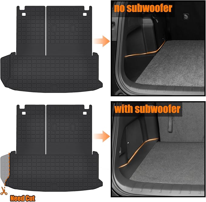Auxko All Weather Floor Mats Cargo Mat with Backrest Mat for 2024 2025 2026 Toyota Grand Highlander 7&8 Seat Only All Season TPE Accessories Odorless Anti-Slip Floor Liners Trunk Tray