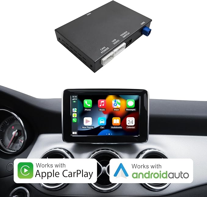 Wireless CarPlay & Android Auto Retrofit Kit Decoder for Mercedes Benz A/B/C/E/GLK/GLA/GLC/GLS/ML/GL/SLK/V Class 2011–2015 with NTG4.5/4.7 System, Supports Original Knob Control & Camera