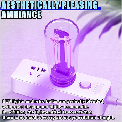 USB LED Car Interior Atmosphere Light, Portable Mini Ambient Light Retro Car Lamps, Plug-in USB Touch Control LED Night Light Auto Interface Charging Lamp for Cars Hallway Bedroom (Purple)