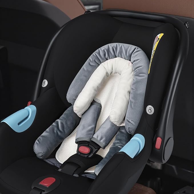 COOLBEBE Upgraded 3-in-1 Baby Body Support & Strap Covers Set for Newborn Infant, Extra Soft Car Seat Insert Cushion Pad, Perfect for Car Seats, Strollers, Swing