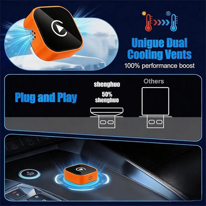 2026 Wireless Car Adapter - Universal Smart Screen Converter, USB-C/Type-C, Plug & Play, Zero Delay Needs Built-in Vehicle System（Orange Color）