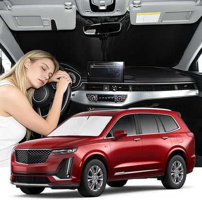 Windshield Sunshade for Cadillac XT6 2020-2025 Car Sun Windshield Upgrade 4 Layers Custom Fit XT6 Car Window Shade Front Windshield Sun Visor Blocks UV Rays Keep Cool Car Accessories