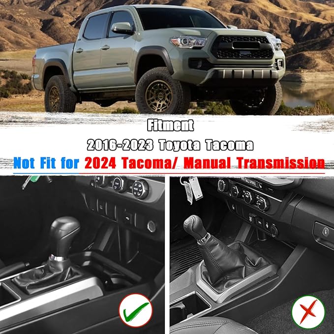 3PCS Center Console Organizer Compatible with Toyota Tacoma 2016-2023 Armrest Storage Box Armrest Hidden Tray Gear Shift Box Interior Accessories-NOT FIT Manual Transmission