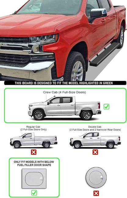 APS 6in Stainless Steel Running Boards Compatible with Chevy Silverado GMC Sierra 1500 2019-2026 Crew Cab & 2500 HD 3500 HD 2020-2026 (Silverado 1500 LTD Sierra 1500 LD 2022)
