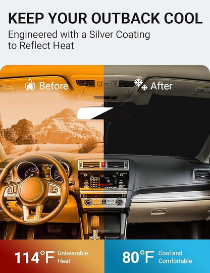 Proadsy 2026 Upgrade Front Windshield Sun Shade Foldable Sunshade Protector Custom Fit 2015-2019 Outback SUV Accessories