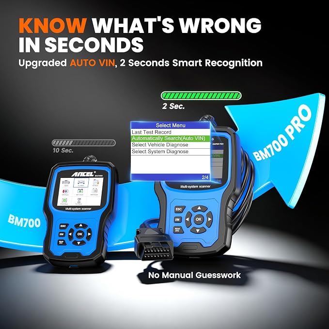 ANCEL BM700 PRO Fit for BMW Scanner - Battery Registration Tool, Code Reader for BMW/Mini/RR, Advanced OBD2 Scanner Auto V-I-N, Full System Diagnostic for BMW Scan Tool with All Reset Services (Blue)