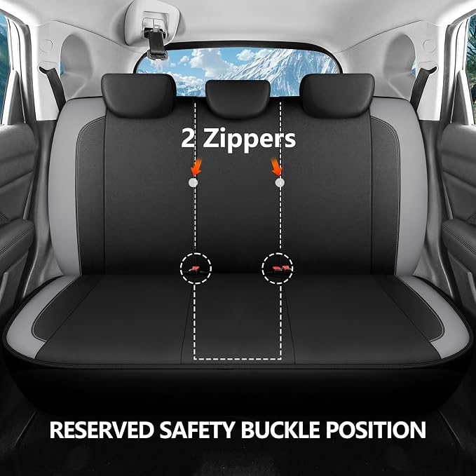 HChengkikz Car Seat Covers Full Set, Waterproof Neoprene Car seat Covers, Airbag Compatibable, Universal Automotive Comfort for Most Cars, Trucks, SUVs (Black + Darkgray)