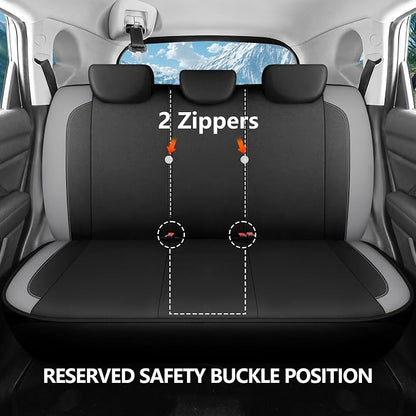 HChengkikz Car Seat Covers Full Set, Waterproof Neoprene Car seat Covers, Airbag Compatibable, Universal Automotive Comfort for Most Cars, Trucks, SUVs (Black + Darkgray)