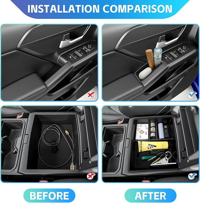 Console Organizer Door Trays Fit for 2024 2025 2026 Toyota Tacoma Center Console Storage Front Door Handle Insert Compatible with Tacoma Interior Accessories Armrest Box, 3PCS