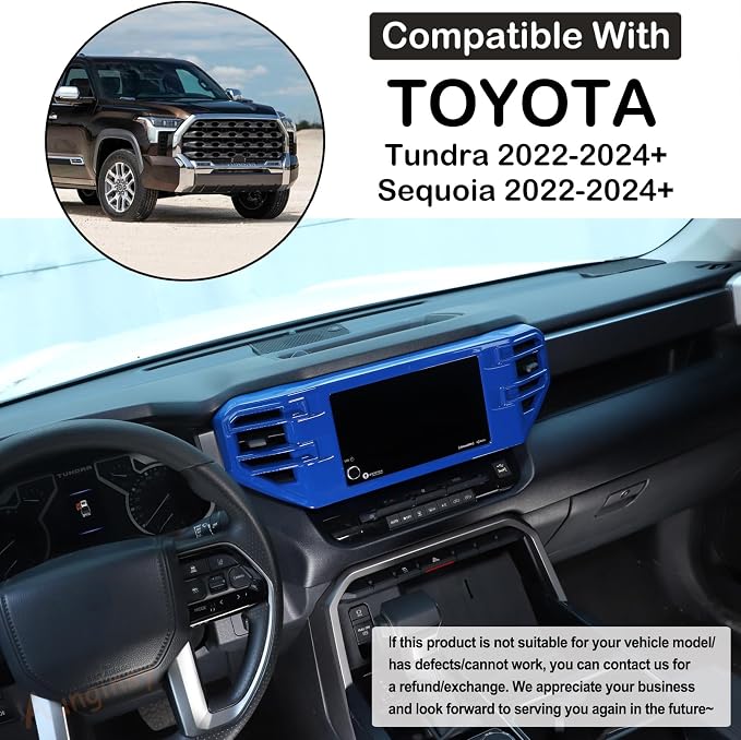 Aunginsy Center Console Air Outlet Trim Cover Compatible with Toyota Tundra/Sequoia 2022-2026, Air Conditioner A/C Vent Panel Large Frame Protective Cover Decorator ABS Accessories, for 8-inch Screen