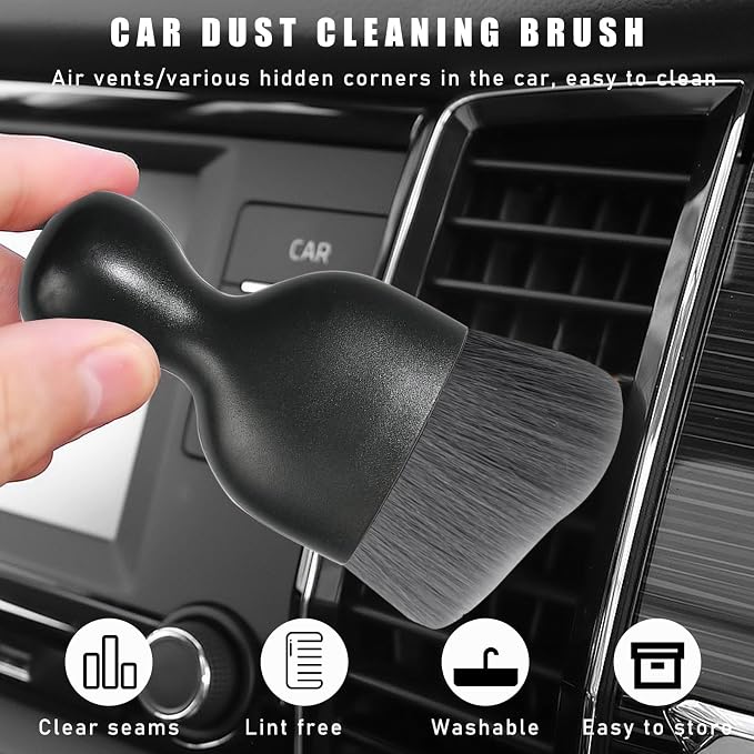 Dickno 2PCS Car Interior Dust Brush, Soft Scratch Free Auto Detailing Brushes, Universal Vehicle Interior Cleaning Tool for Automotive Dashboard, Air Vents, Leather (Gray)