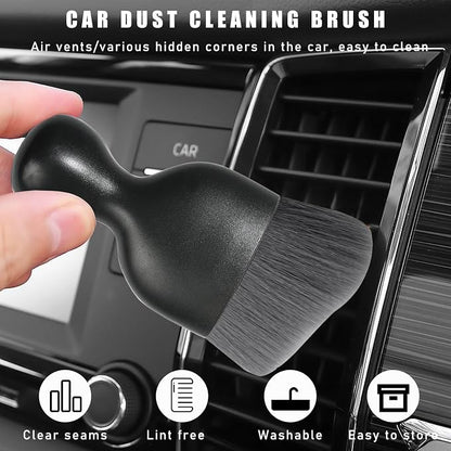 Dickno 2PCS Car Interior Dust Brush, Soft Scratch Free Auto Detailing Brushes, Universal Vehicle Interior Cleaning Tool for Automotive Dashboard, Air Vents, Leather (Gray)